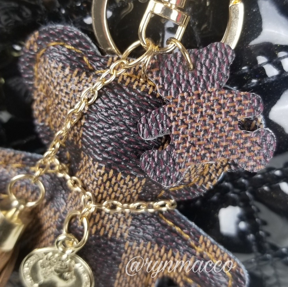 Brown Leather Teddy Bear Tassel Keyring - Picture 3 of 8